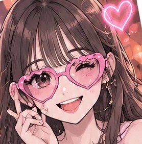 ハートのサングラスをかけた女の子のイラスト